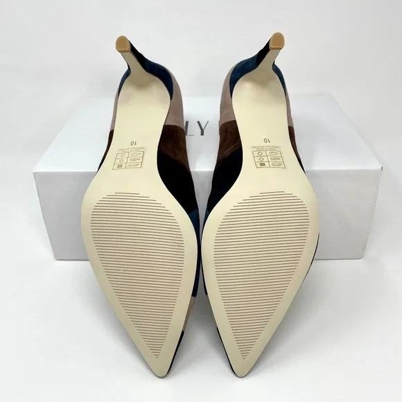 🆕 Billy Ella Patchwork Heel Size 10 Suede Leather Pointed Toe Colorblock Pump - Picture 11 of 13